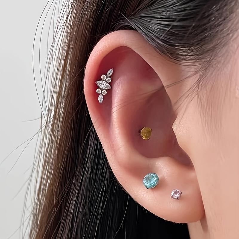 G23 ASTM316 Titanium Piercing Jewelry - Unique 6-Prong Earrings